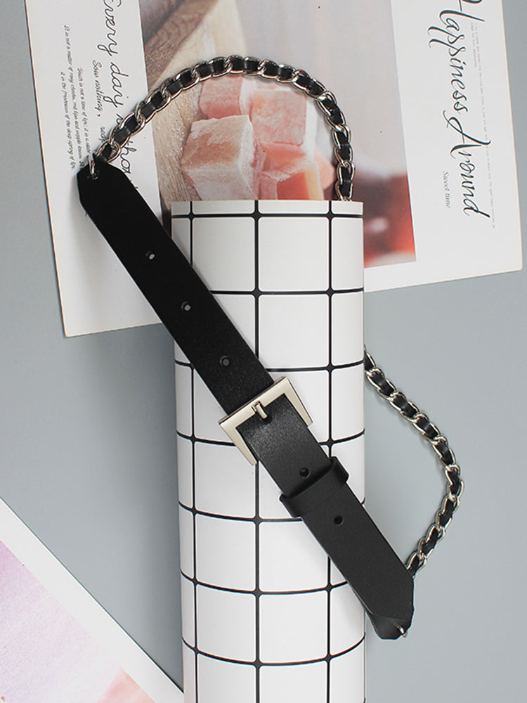 Leather chain long wide belt(G2090)