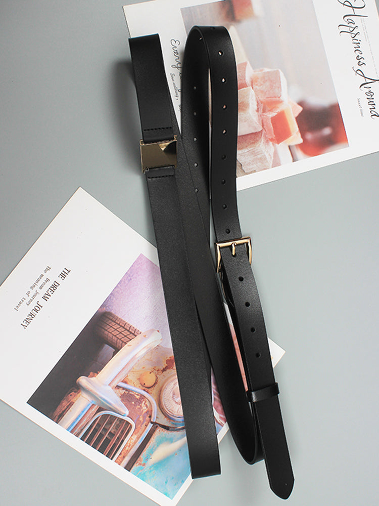Leather metal buckle long wide belt(G2091)