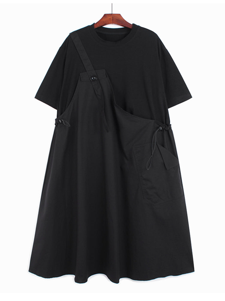 Color-block Big Size Strap Dress(G2094)