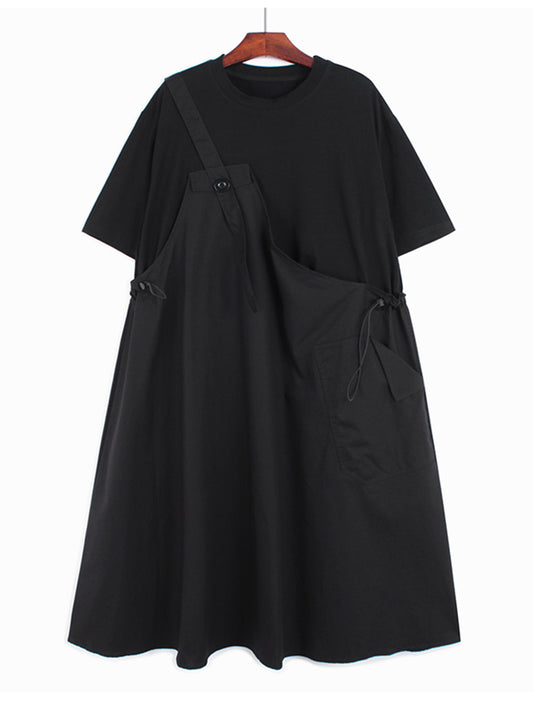 Color-block Big Size Strap Dress(G2094)