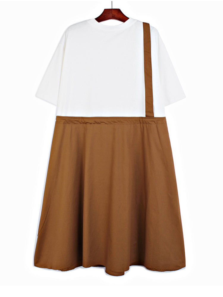 Color-block Big Size Strap Dress(G2094)