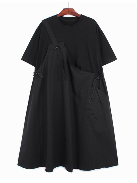 Color-block Big Size Strap Dress(G2094)