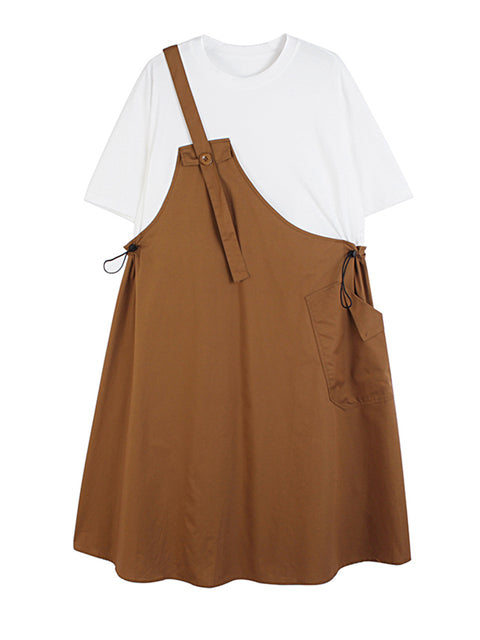 Color-block Big Size Strap Dress(G2094)