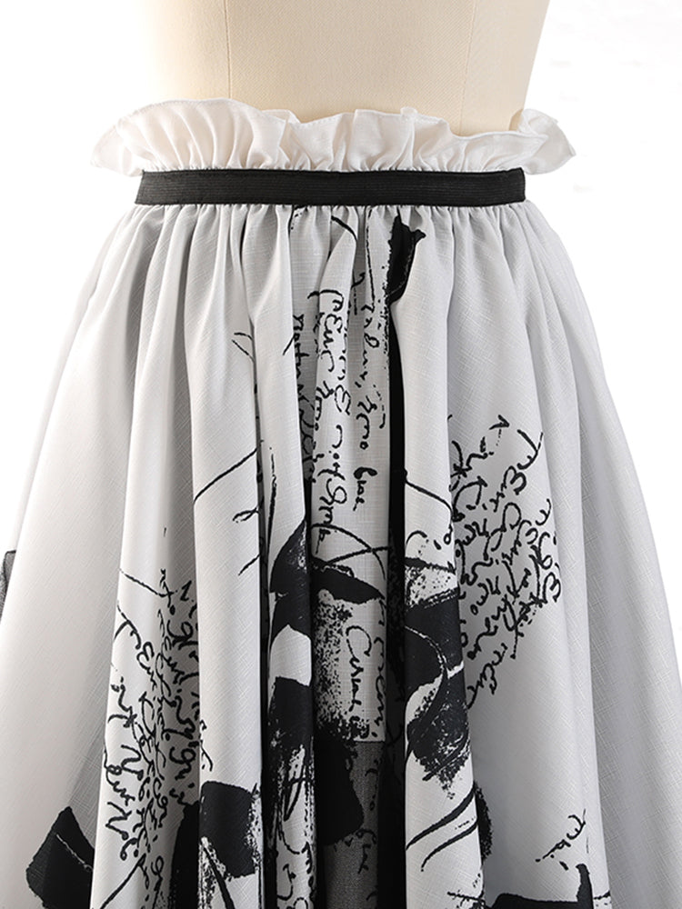 High elastic waist printed mesh skirt(G2096)
