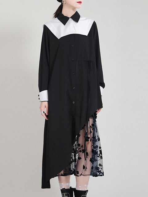 Contrast color irregular big size dress(G2108)