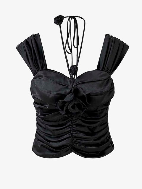 Pleated Elegant Flower Tank Tops(G2118)