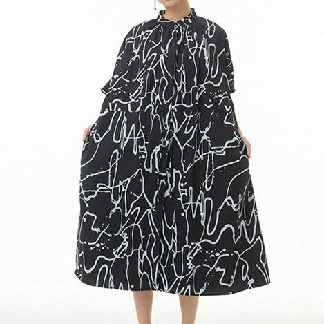 Pattern Printed Big Size Long Shirt Dress(G2122)