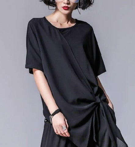 Chiffon round neck T-shirtz(G2285)