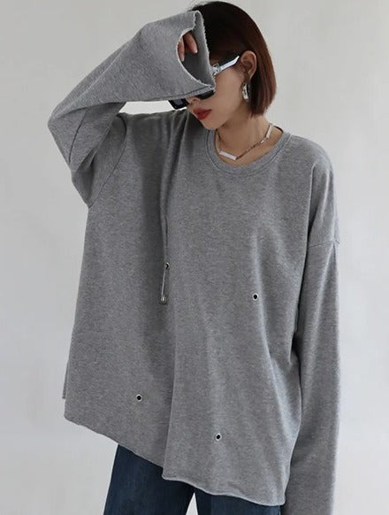 Long sleeve pleated T-shirt(G2290)