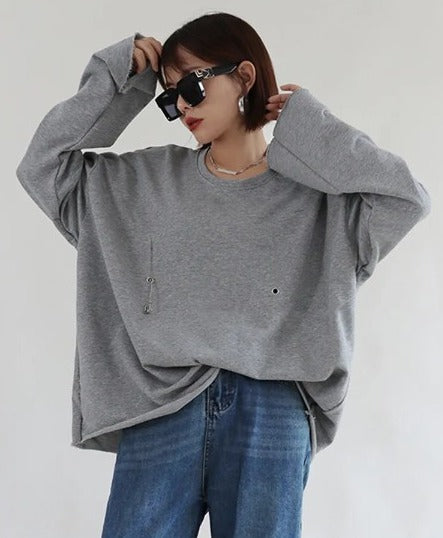 Long sleeve pleated T-shirt(G2290)