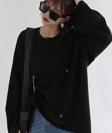 Long sleeve pleated T-shirt(G2290)