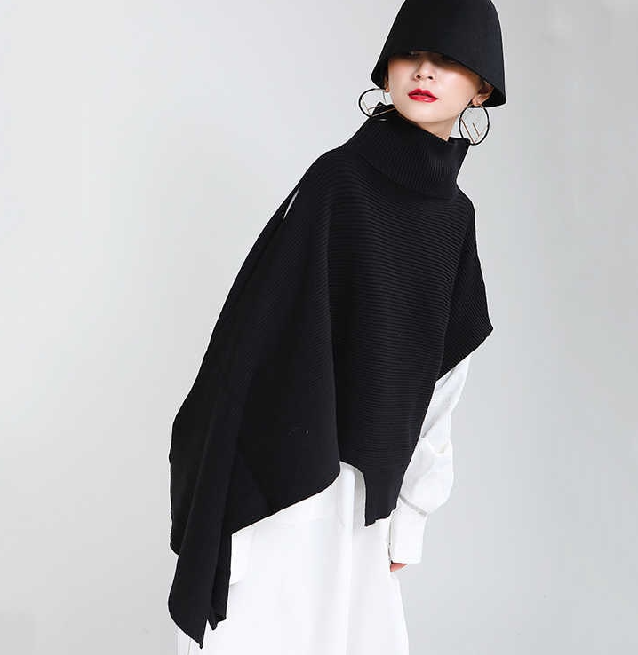 Poncho Loose Turtleneck Sweater（G2206）