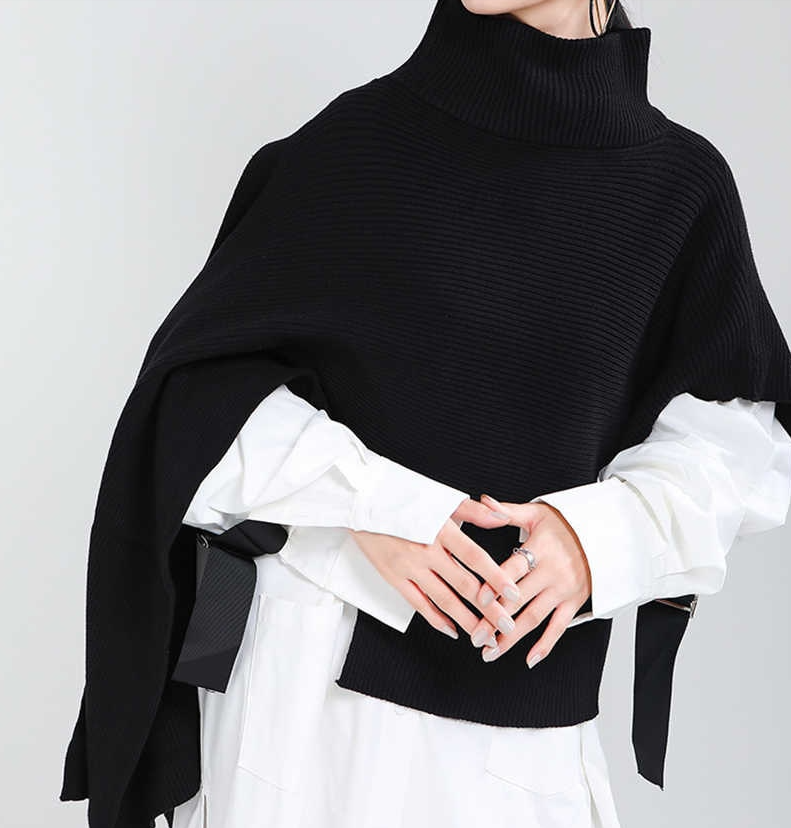 Poncho Loose Turtleneck Sweater（G2206）