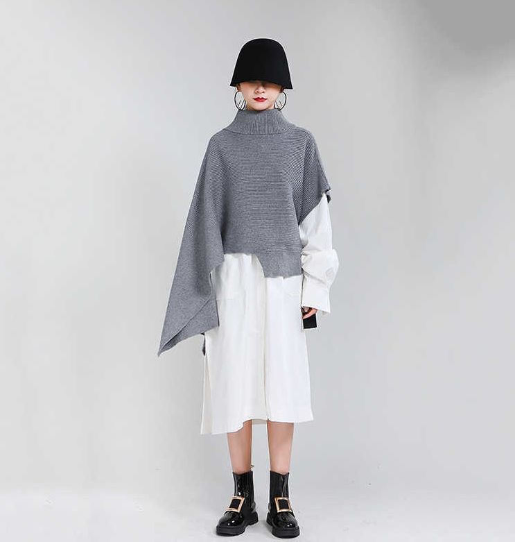 Poncho Loose Turtleneck Sweater（G2206）