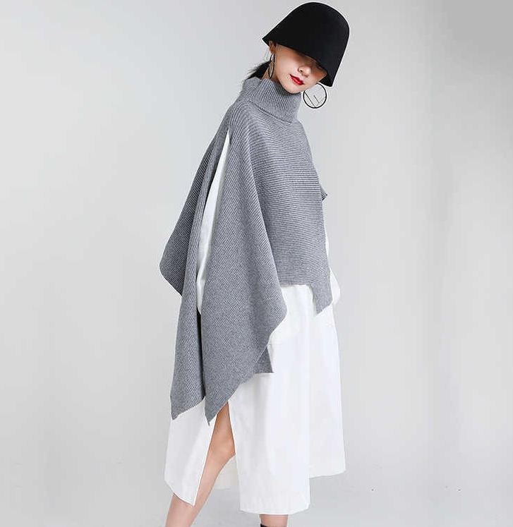 Poncho Loose Turtleneck Sweater（G2206）