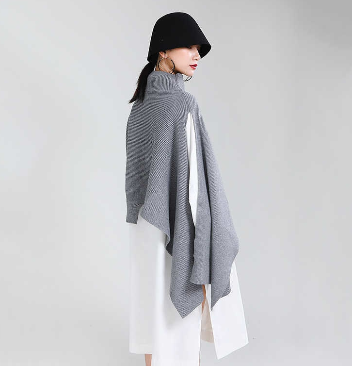 Poncho Loose Turtleneck Sweater（G2206）