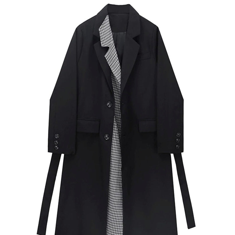 Check long casual trench(G2228)