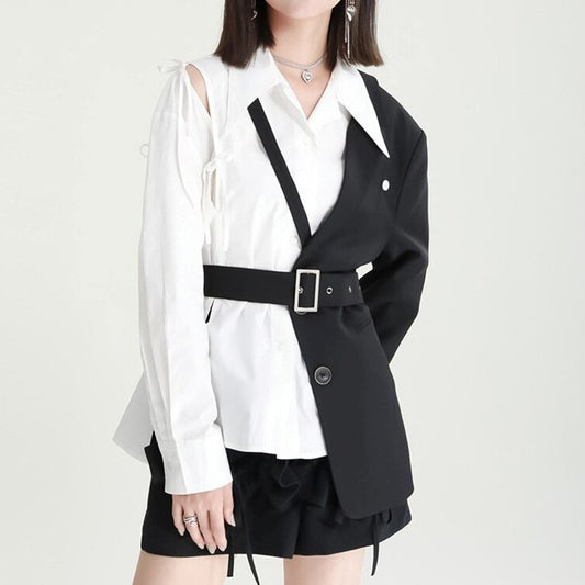 Asymmetry middle length jacket(G2234)