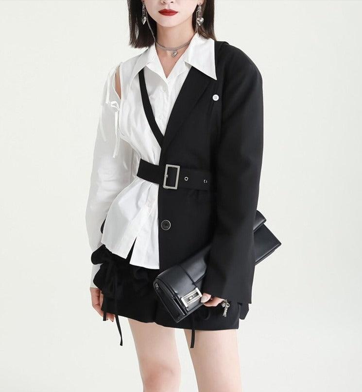 Asymmetry middle length jacket(G2234)