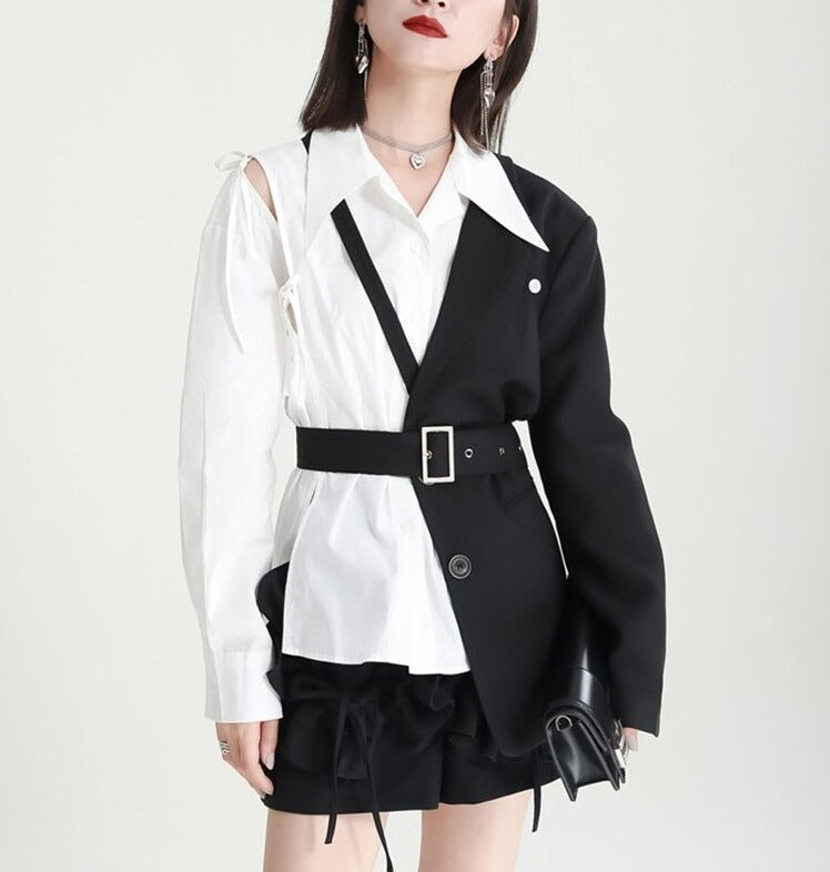 Asymmetry middle length jacket(G2234)