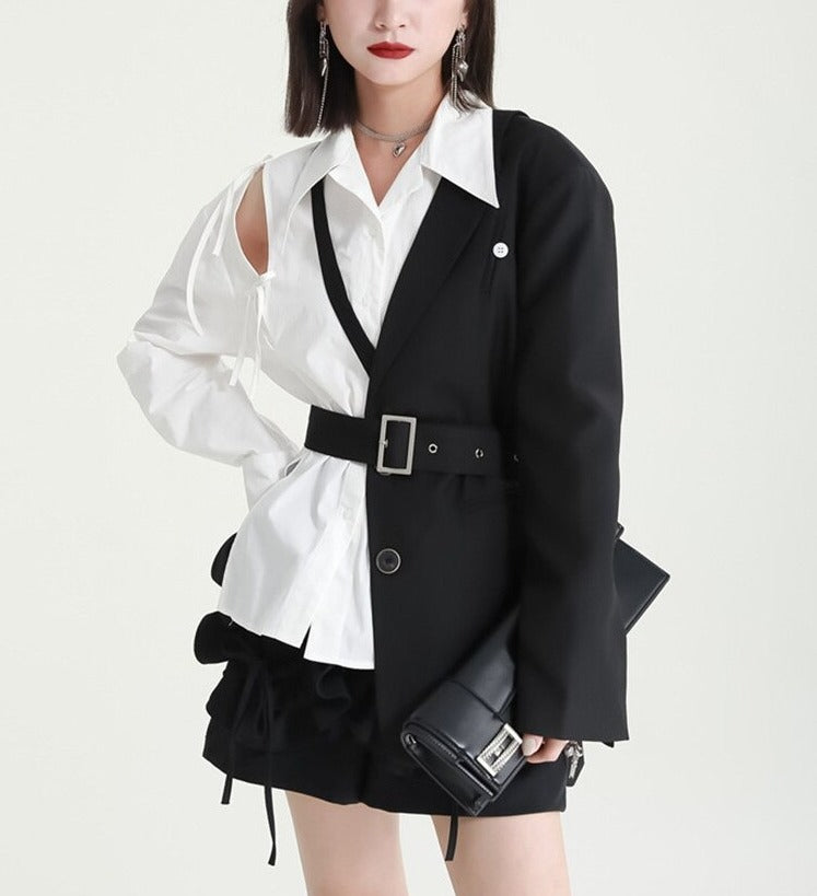 Asymmetry middle length jacket(G2234)