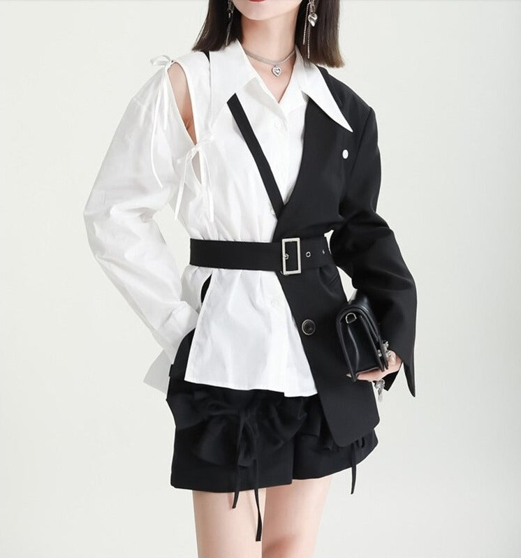 Asymmetry middle length jacket(G2234)