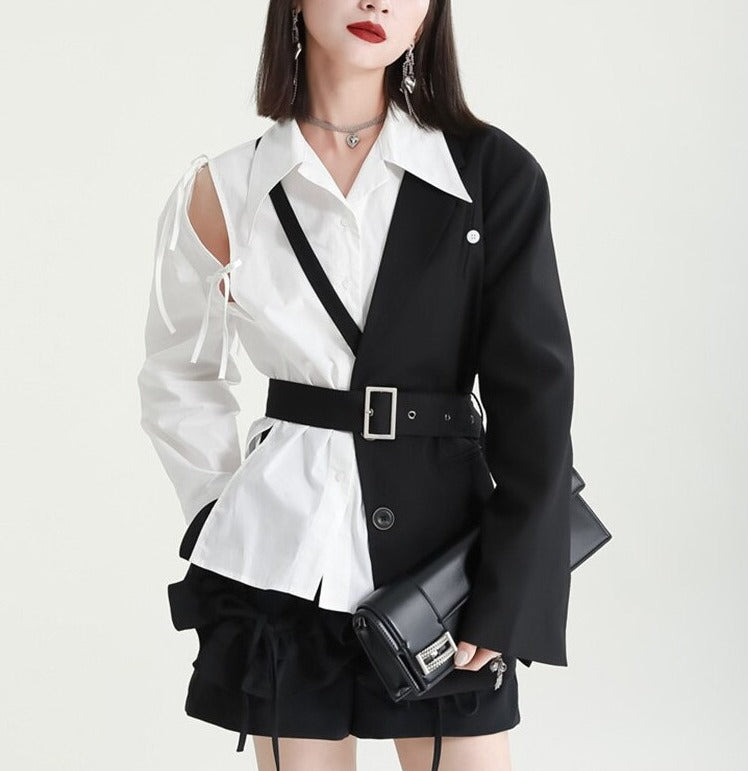 Asymmetry middle length jacket(G2234)