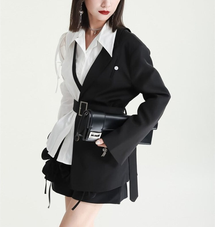 Asymmetry middle length jacket(G2234)