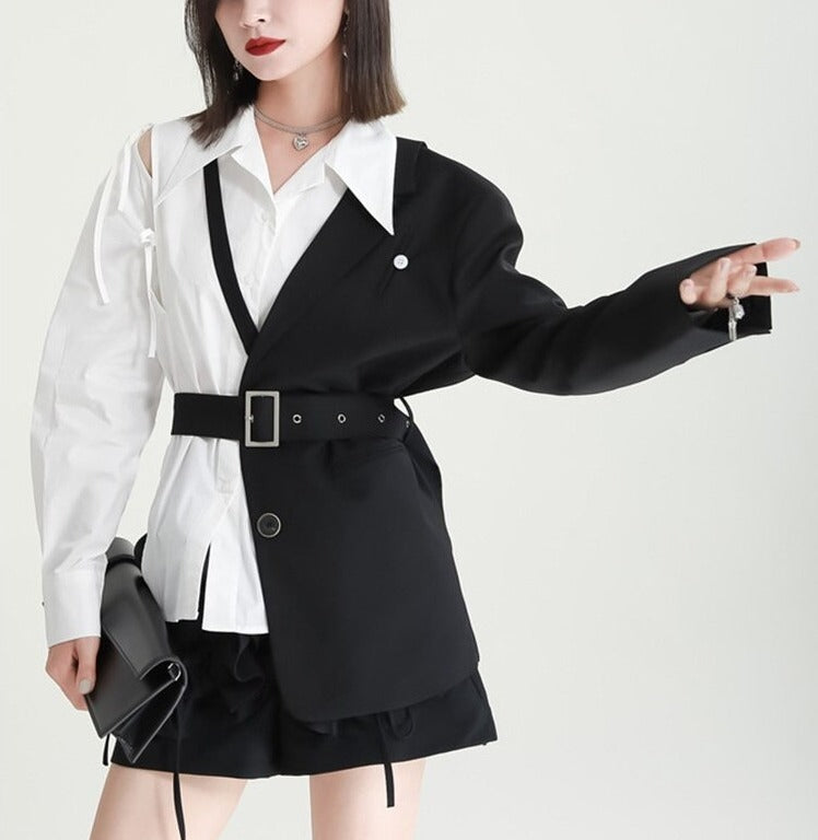 Asymmetry middle length jacket(G2234)