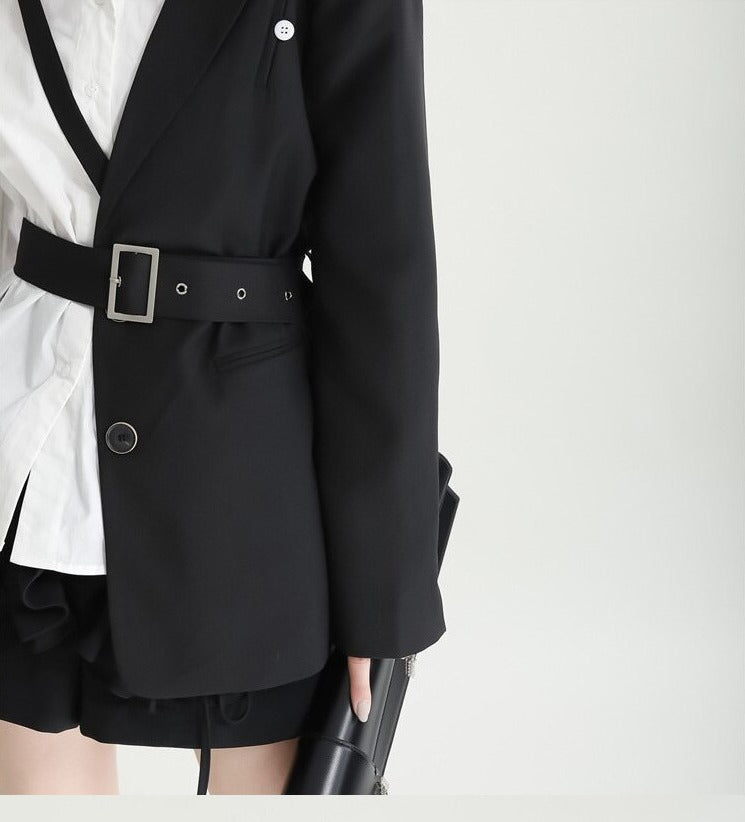 Asymmetry middle length jacket(G2234)