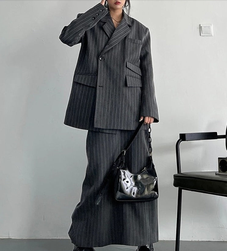 Striped two-piece suit（G2257）