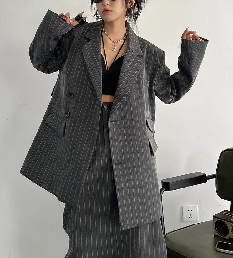 Striped two-piece suit（G2257）