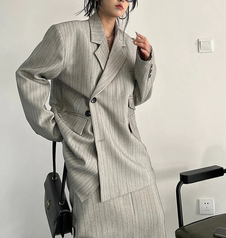 Striped two-piece suit（G2257）