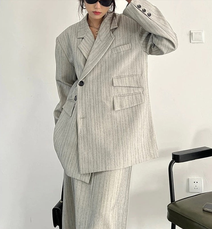 Striped two-piece suit（G2257）