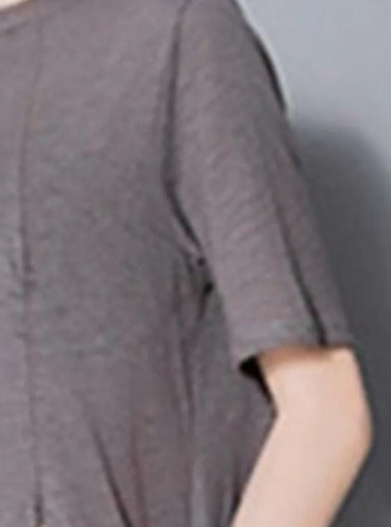 Asymmetrical round neck T-shirt(G2282)