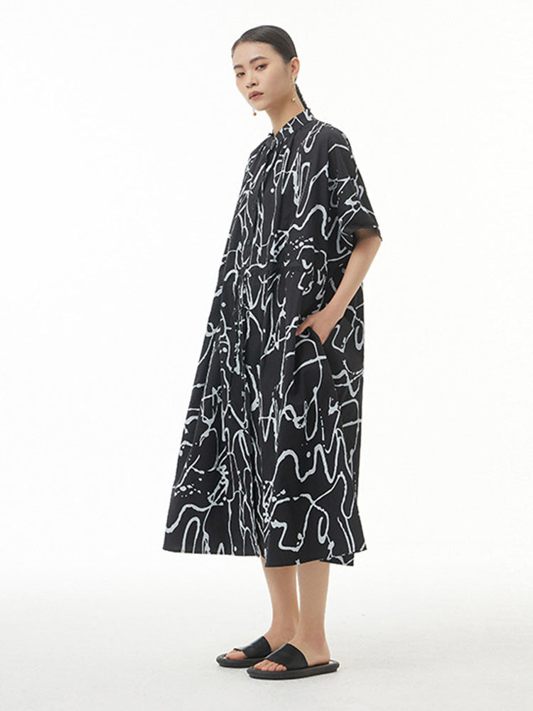 Pattern Printed Big Size Long Shirt Dress（G2122）