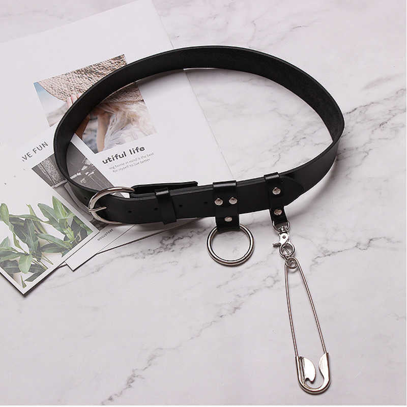 Stylish spliced sliver pendant ring belt(G2111)