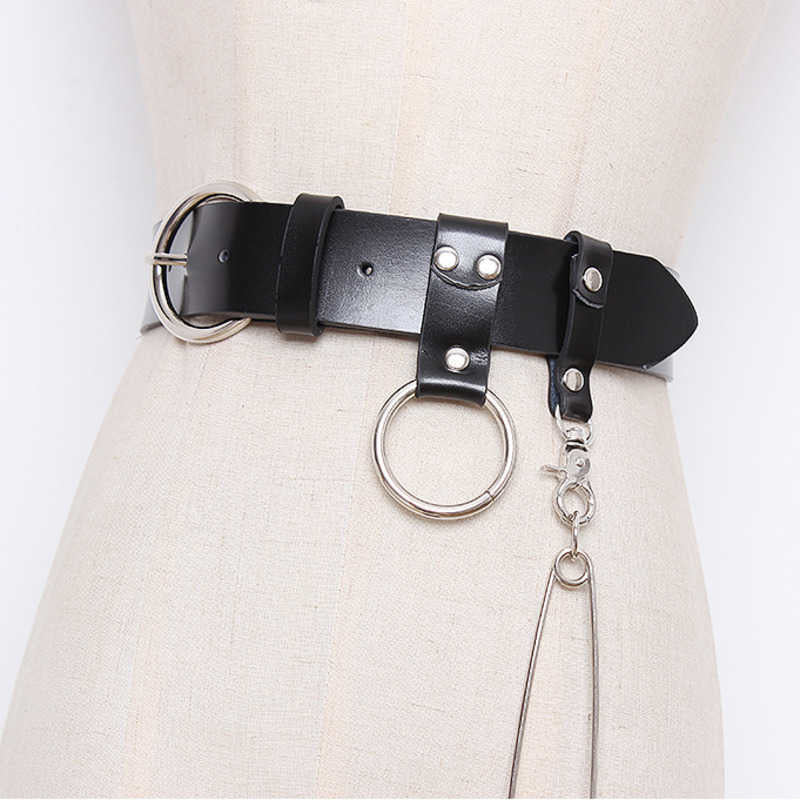 Stylish spliced sliver pendant ring belt(G2111)