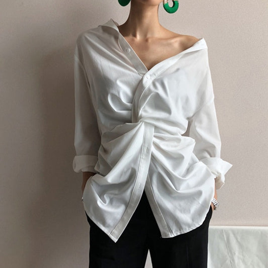 V-neck twist blouse (G1282)