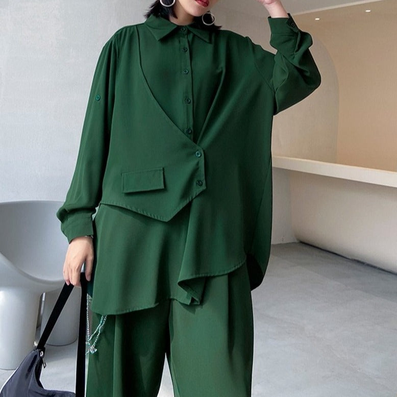 Asymmetry two piece suit(G1536)