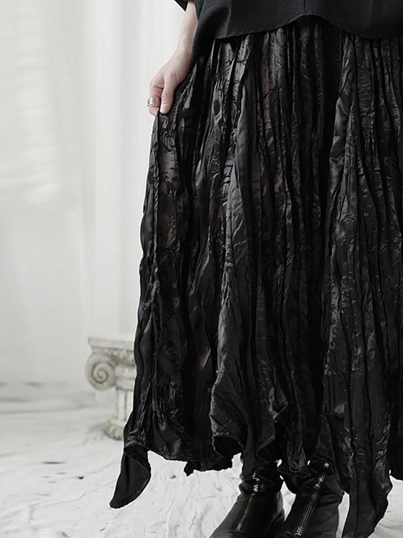 Asymmetry pleats skirt(G1580)