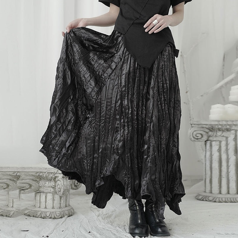 Asymmetry pleats skirt(G1580)