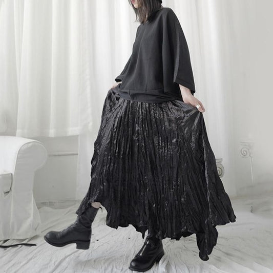 Asymmetry pleats skirt(G1580)