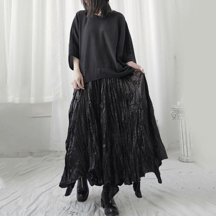 Asymmetry pleats skirt(G1580)