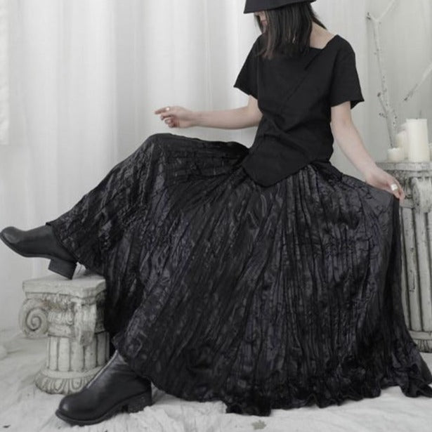 Asymmetry pleats skirt(G1580)