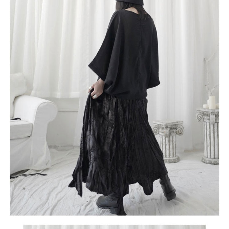 Asymmetry pleats skirt(G1580)