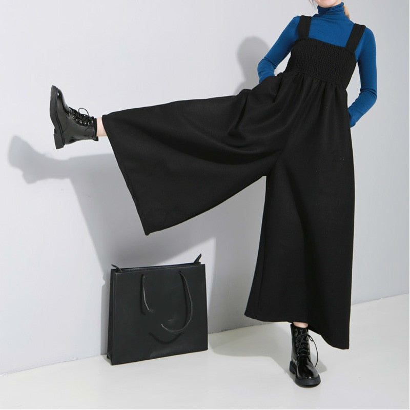 Strap pleats wide pants(G1535)