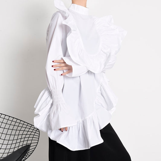 Asymmetry frill shirt(G1493)