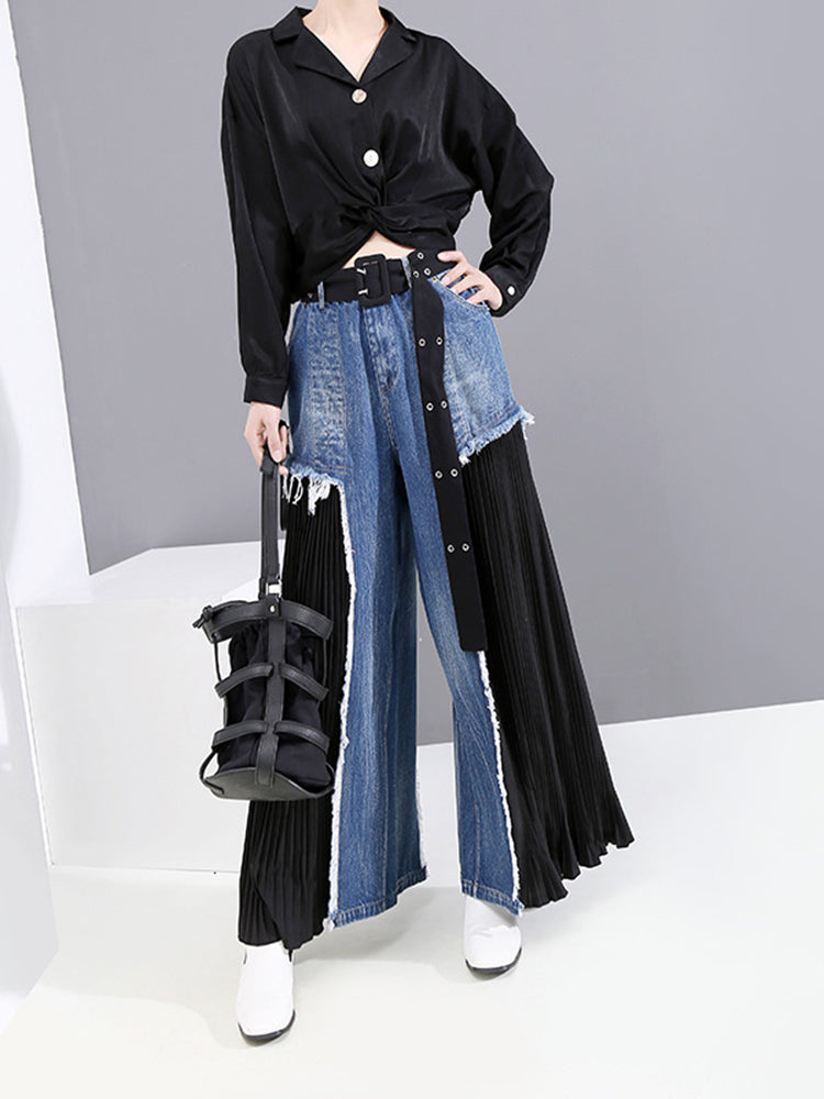 High waist wide denim pants (G1378)