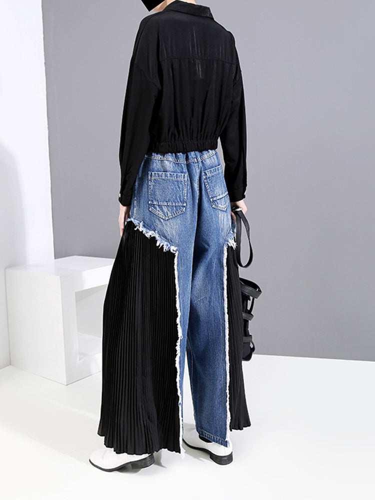 High waist wide denim pants (G1378)